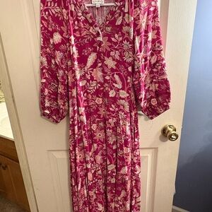 Women’s Floral Maxi Dress - Pink & Cream